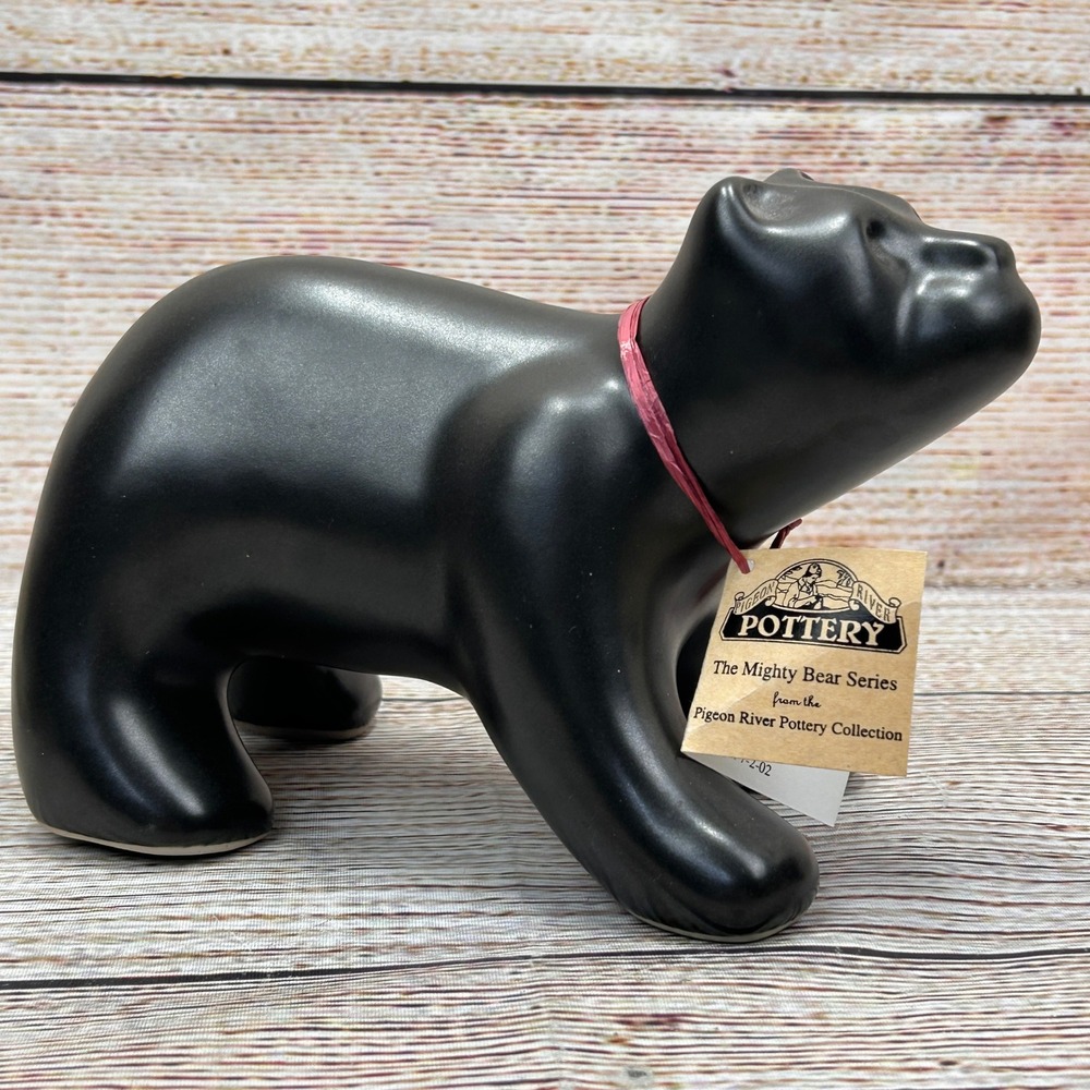Pigeon River Pottery Mighty Bear Hiker Thomas Bullen Matte Black Stoneware 2008